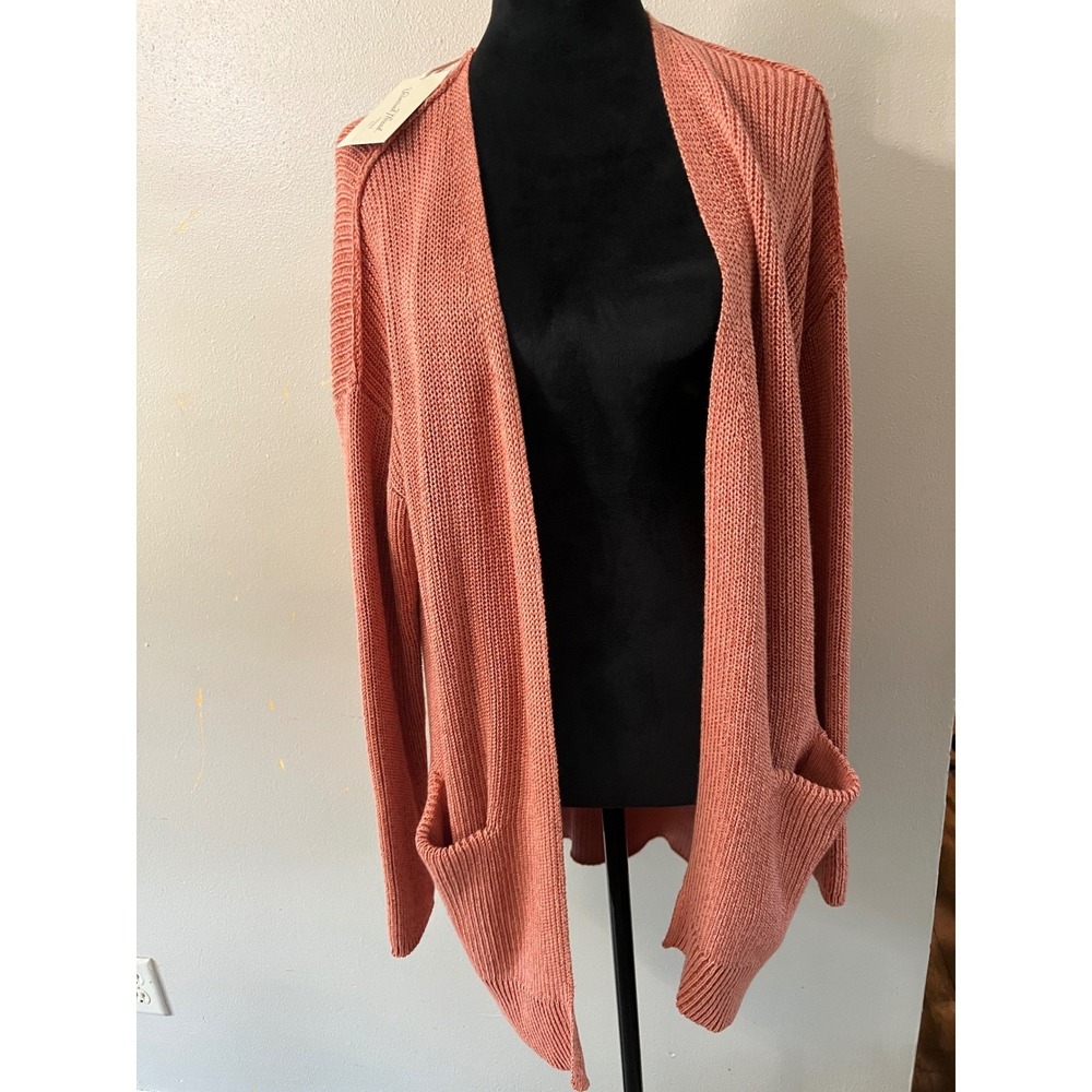 UNIVERSAL THREAD Cardigan Open Front Shaker Knit Women L Coral Pink NWT Layering
